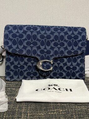 NWT Coach Chain Tabby Shoulder Bag 30 In Signature Denim Deep blue CAN18